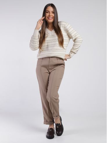 Calça Reta Alfaiataria Eagle Rock Feminina BEGE