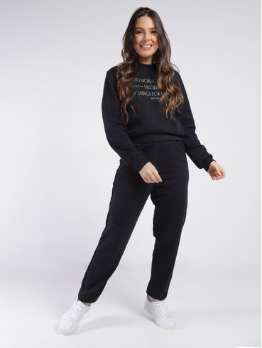 Calça Moletom Jogger Feminina PRETO