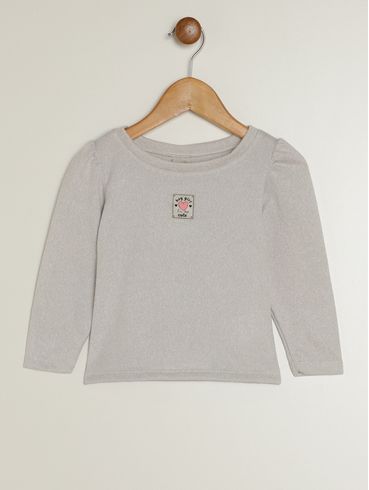 Blusa Manga Longa Infantil Para Menina - CINZA