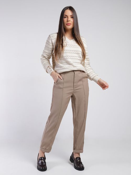 Blusa Tricot Manga Longa Eagle Rock Feminina BEGE