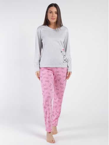 Pijama Longo Feminino MESCLA/PINK