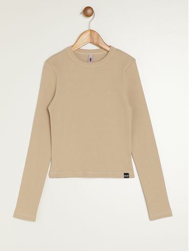 Blusa Manga Longa Juvenil Para Menina - BEGE