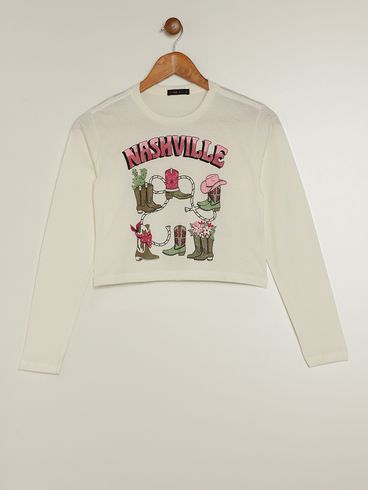 Blusa Manga Longa Vels Juvenil Para Menina - OFF WHITE