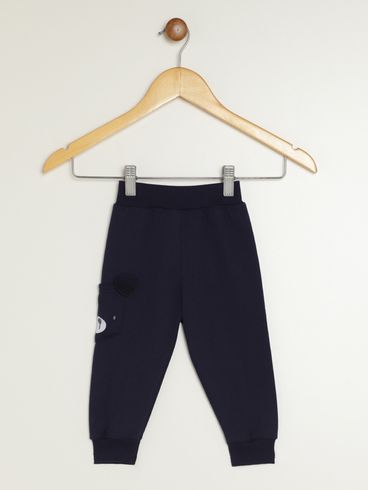 Calça Moletom Infantil Para Bebê - MARINHO