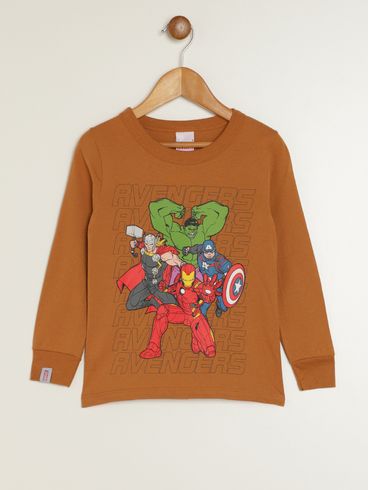 Camiseta Manga Longa Infantil Para Menino - MARROM
