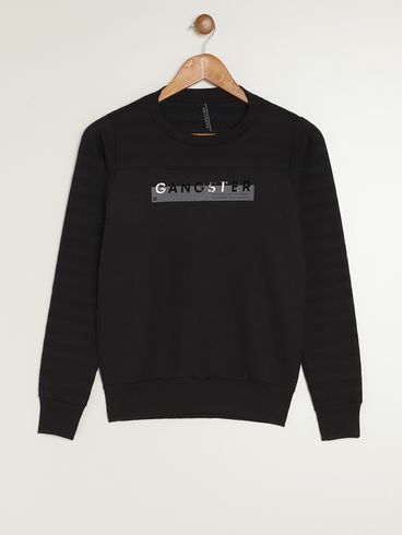 Moletom Gangster Juvenil Para Menino - PRETO