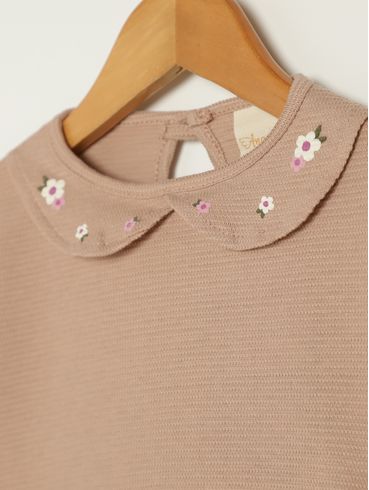 Blusa Manga Longa Infantil Para Menina - BEGE