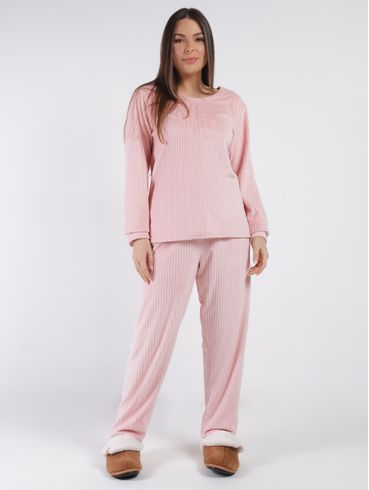 Pijama Fleece Canelado Feminino ROSA