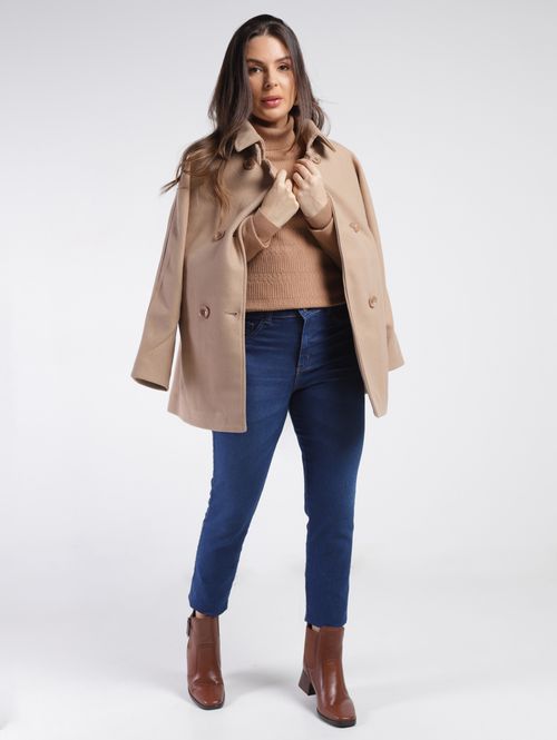 Blusa de Tricot Manga Longa Feminina CARAMELO