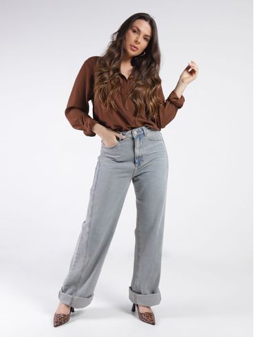 Camisa Lisa com Cinto Eagle Rock Feminina CAFE