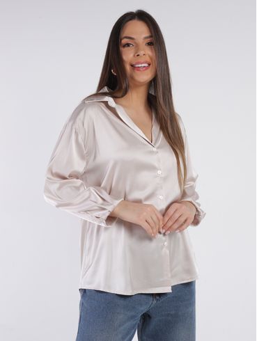Camisa Acetinada Eagle Rock Feminina BEGE