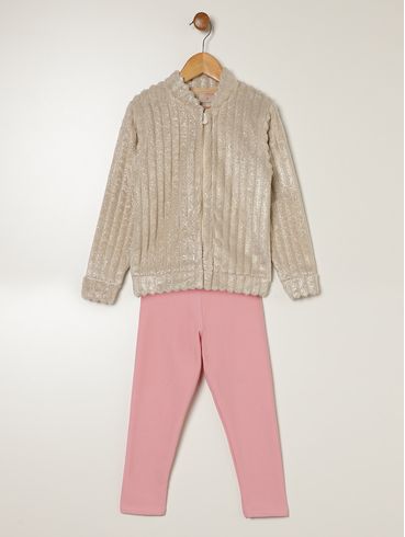 Conjunto Longo Infantil Para Menina - OFF WHITE