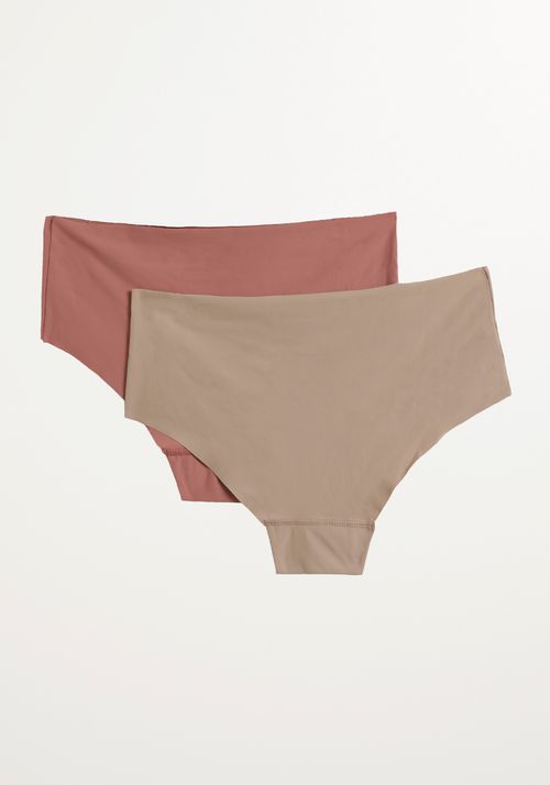 Kit Com 02 Calcinhas Sem Costura Feminina MARROM/ROSE