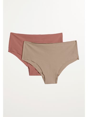 Kit Com 02 Calcinhas Sem Costura Feminina MARROM/ROSE