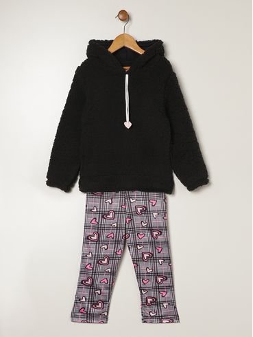 Conjunto Longo Infantil Para Menina - PRETO