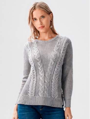 Blusa Tricot Manga Longa Feminina CINZA CLARO