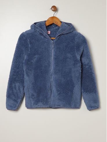 Jaqueta Moletom Juvenil Para Menina - AZUL CLARO