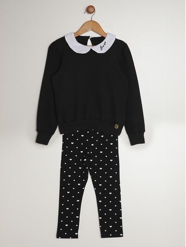Conjunto Longo Infantil Para Menina - PRETO