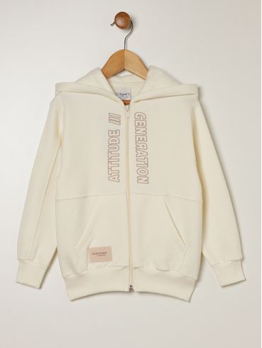 Jaqueta Moletom Infantil Para Menino - OFF WHITE