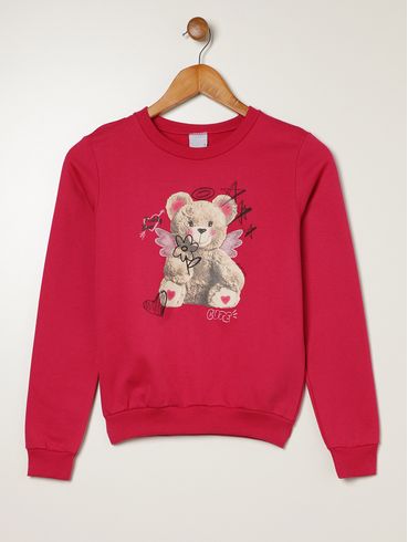 Moletom Ursinho Juvenil Para Menina - PINK