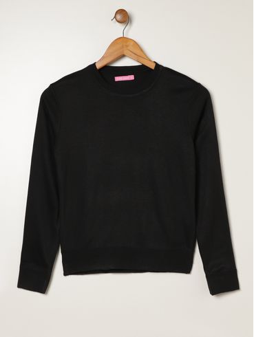 Blusão Tricot Juvenil Para Menina - PRETO