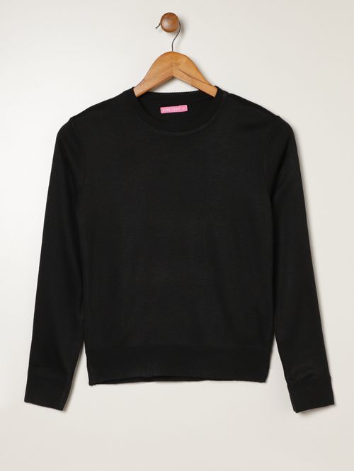 Blusão Tricot Juvenil Para Menina - PRETO