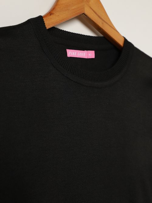 Blusão Tricot Juvenil Para Menina - PRETO