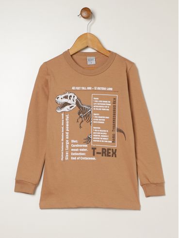 Camiseta Manga Longa Infantil Para Menino - CARAMELO