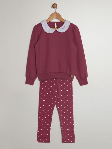 Conjunto Longo Infantil Para Menina - BORDO