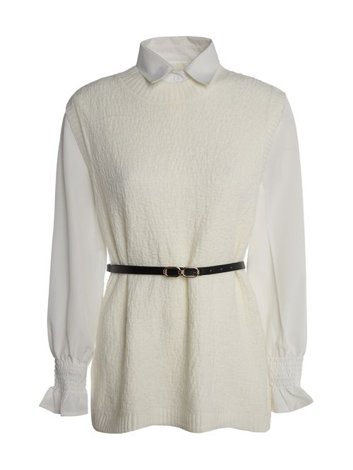 Camisa com Sobreposição Eagle Rock Feminina OFF WHITE