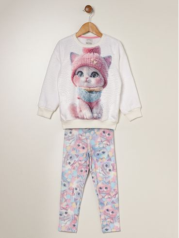 Conjunto Longo Infantil Para Menina - OFF WHITE