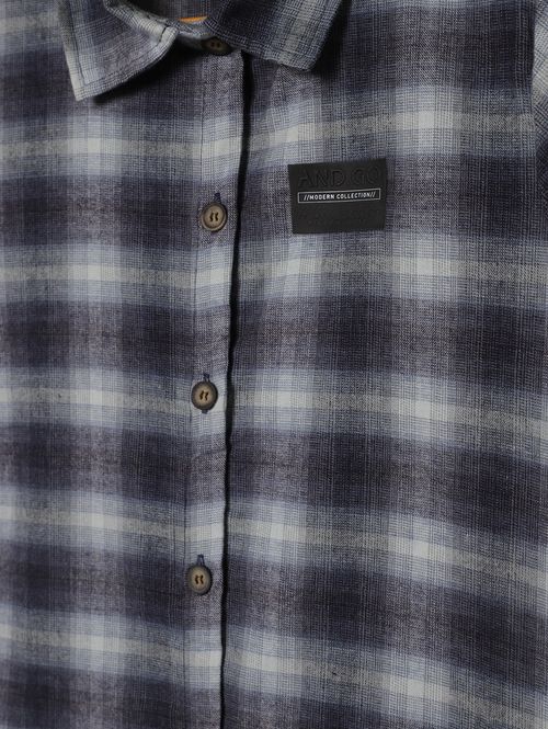 Camisa Flanela Manga Longa Juvenil Para Menino - MARINHO