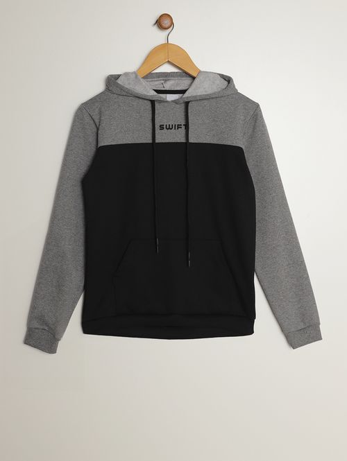 Moletom Com Capuz Juvenil Para Menino - MESCLA/PRETO
