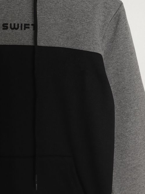 Moletom Com Capuz Juvenil Para Menino - MESCLA/PRETO