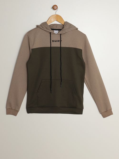 Moletom Com Capuz Juvenil Para Menino - CAQUI/VERDE