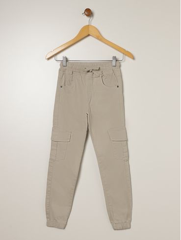 Calça Sarja Cargo Juvenil Para Menino - AREIA