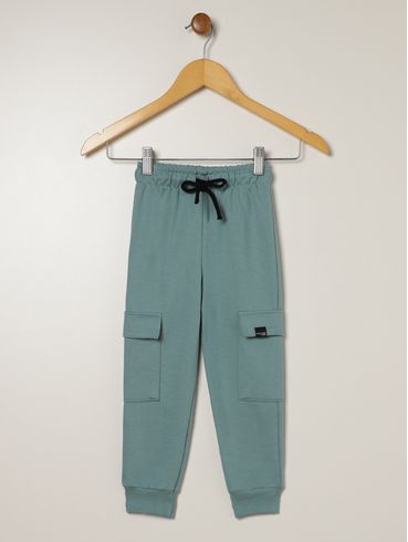 Calça Moletinho Cargo Infantil Para Menino - VERDE