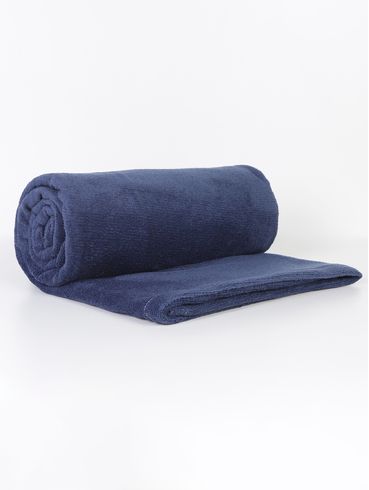 Manta Solteiro Fleece Liso MARINHO