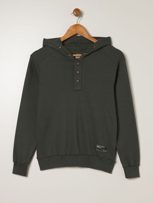 Moletom Com Capuz Juvenil Para Menino - VERDE