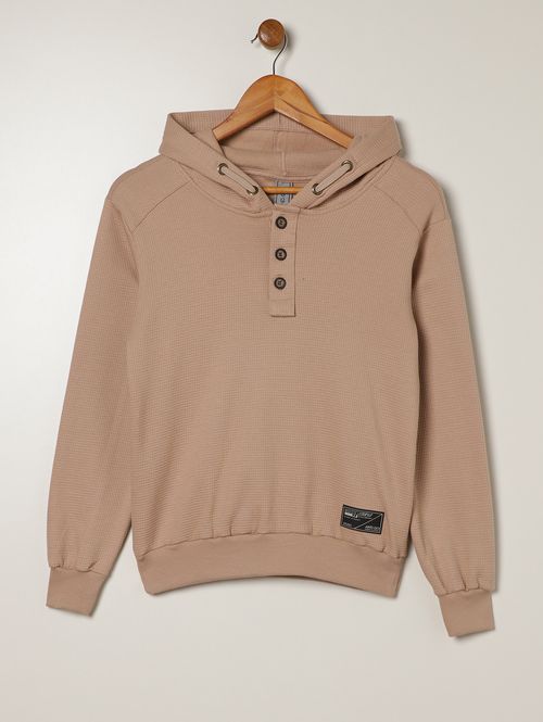 Moletom Com Capuz Juvenil Para Menino - CAQUI