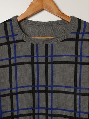 Blusão Tricot Juvenil Para Menino - GRAFITE/PRETO/AZUL