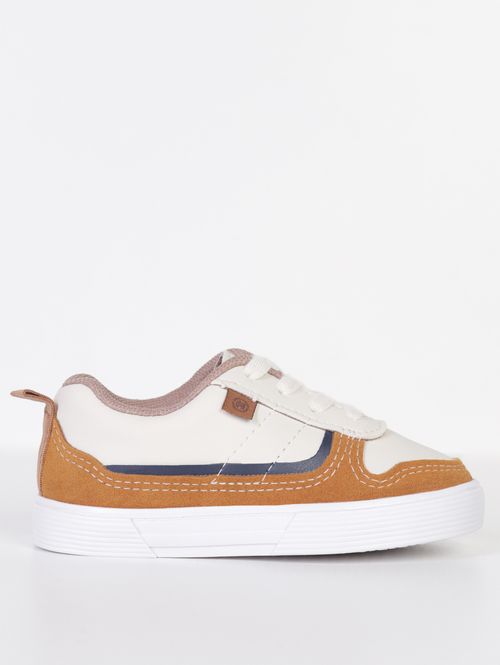 Tênis Casual Napa Flot Infantil Para Bebê Menino- OFF WHITE/CARAMELO