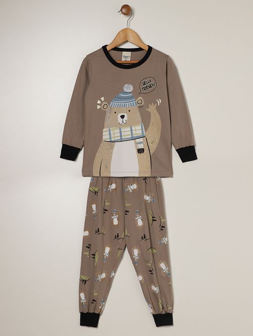 Pijama Longo Infantil Para Menino - CINZA