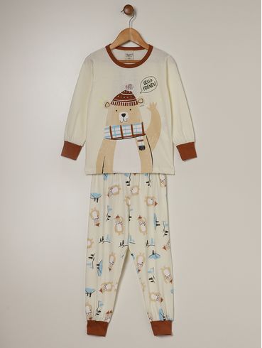 Pijama Longo Infantil Para Menino - CREME