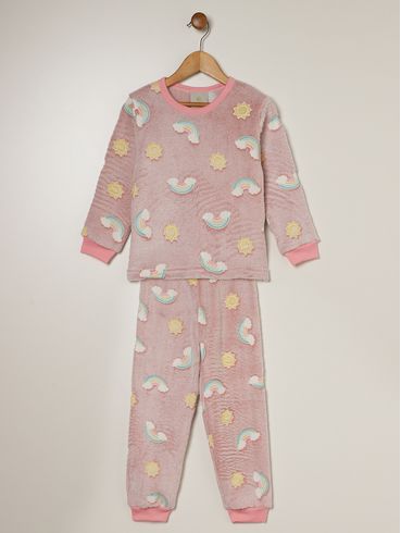 Pijama Longo Infantil Para Menina - ROSA CLARO