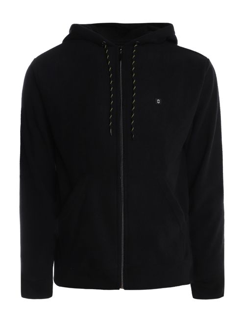 Jaqueta Fleece com Capuz Masculina PRETO
