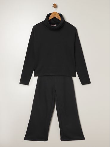 Conjunto Longo Vels Juvenil Para Menina - PRETO