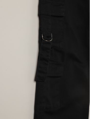 Calça Sarja Wide Leg Cargo Juvenil Para Menina - PRETO