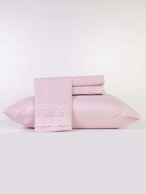 Jogo De Lençol Queen Duplo Inglês Atlântica ROSA