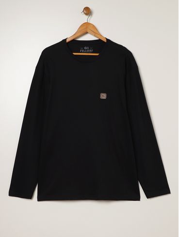 Camiseta Manga Longa Plus Size Masculina PRETO